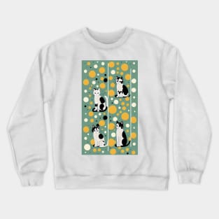 Polka Dot Purr: Playful Cat Design Crewneck Sweatshirt